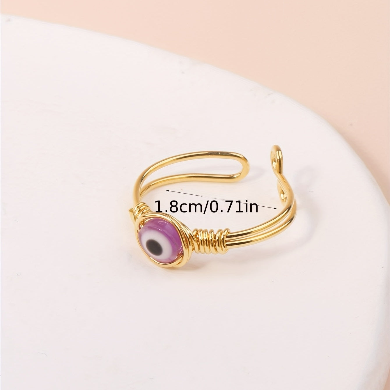 Purple Evil Eye Rings For Women Tiny Wire Wrapped Rings For Women Protection Jewelry