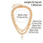 3pcs/4pcs Retro Exaggerated Cross Water Drop Shape Zircon Multilayer Necklace Set For Women Girls Jewelry Gift