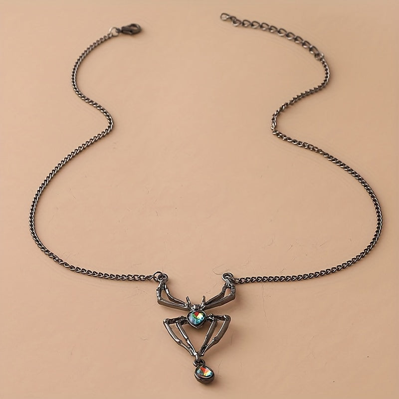 Gorgeous Crystal Spider Pendant Necklace - Perfect Gothic Unisex Jewelry for Men & Women - Birthday Gift for Evening Parties!