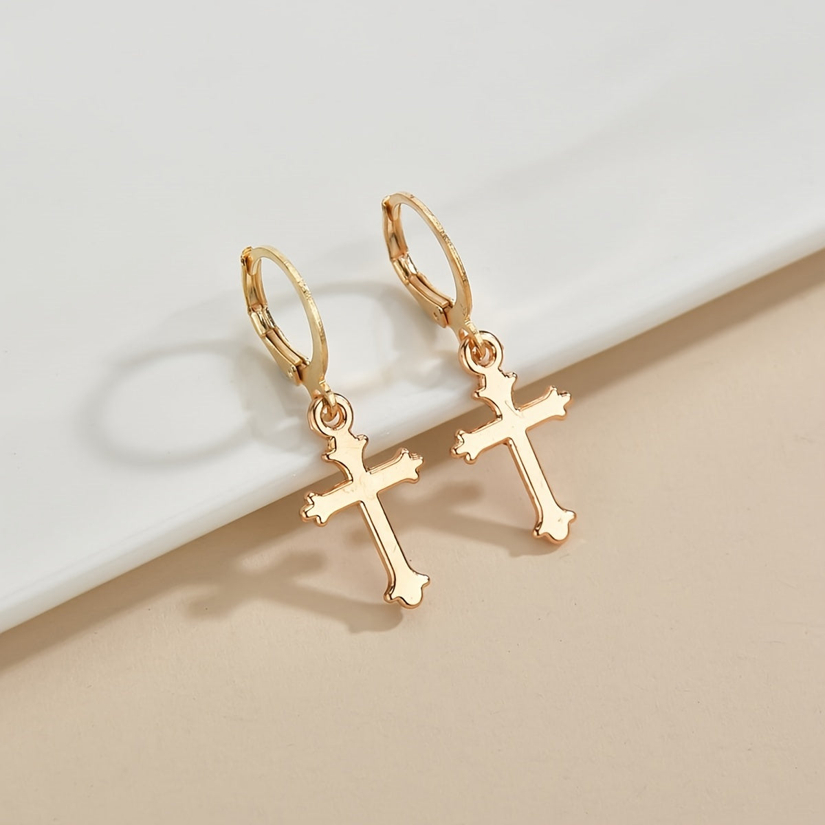 Vintage Chic Metal Cross Ear Buckle Earrings For Women Girls Gift 1Pair