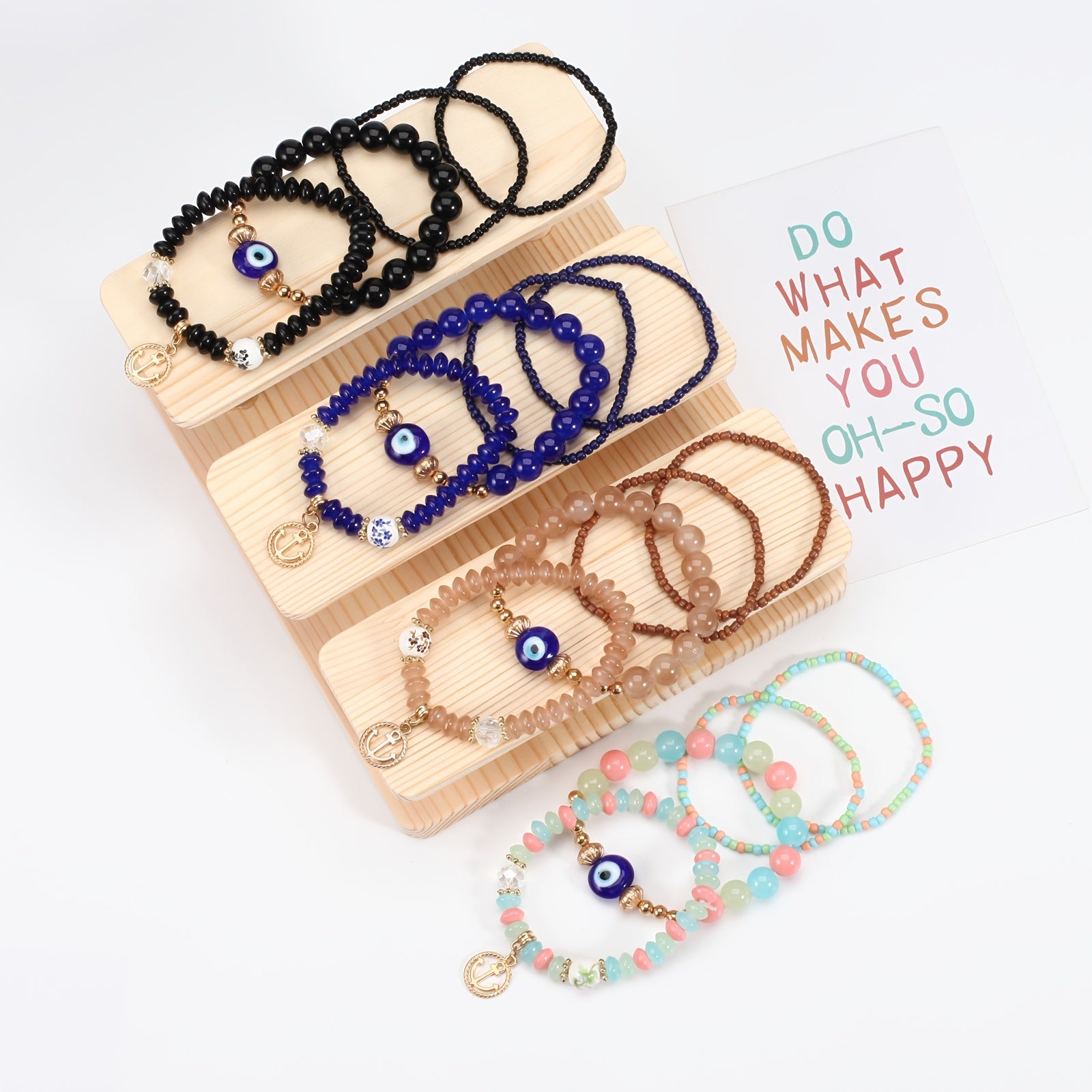 Boho Style Multilayer Beaded Bracelet with Anchor Pendant - Perfect for Summer Beach Clothing and Jewelry Decor