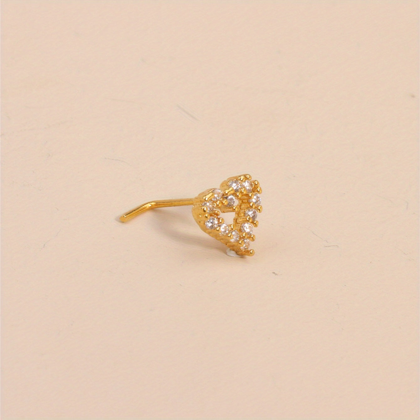 1pc Hollow Out Love Heart Shape Nose Ring For Women Men L Shape Body Piercing Jewelry CZ Nose Stud