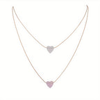 Acrylic Love Heart Pendant Double Layer Stacking Alloy Necklace For Women Girls
