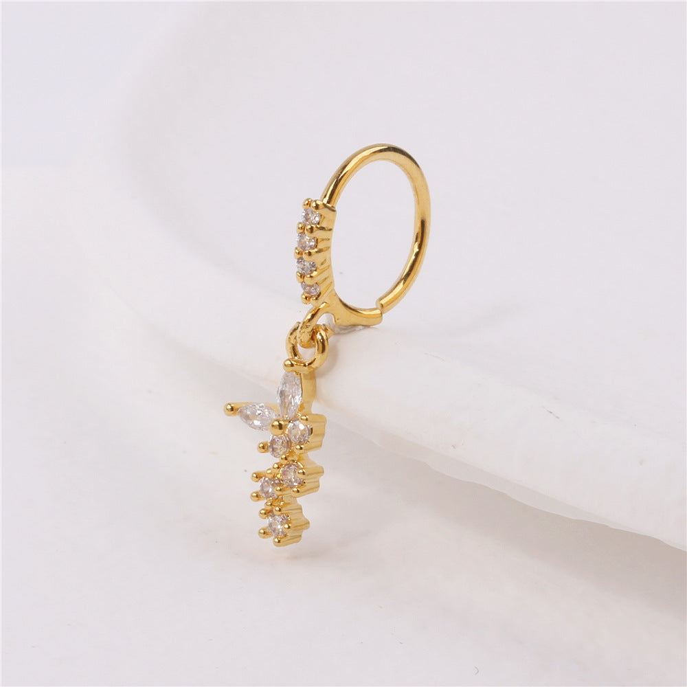 Add a Touch of Elegance with 18K Gold Plated Leaf-Shaped Crystal Nose Hoop Piercing for Women - Perfect for Casual and Party Occasions