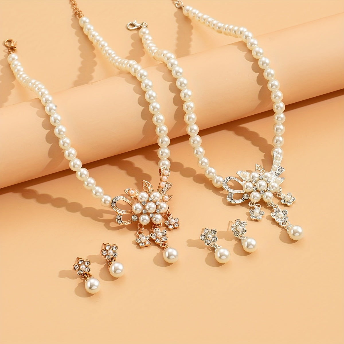 Complete Your Look with our Flower Pendant Faux Pearls Jewelry Set - Perfect for Birthday, Party, and Anniversary!