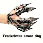 Trendy Skeleton Gothic Cyberpunk Five Finger Joint Ring Adjustable Wolf Paw Dark Punk Bracelet Fashion Lovely Birthday Gift For Boy Girl