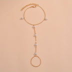 Stylish Trendy Mittens Faux Pearl Alloy Bracelet Female Accessories