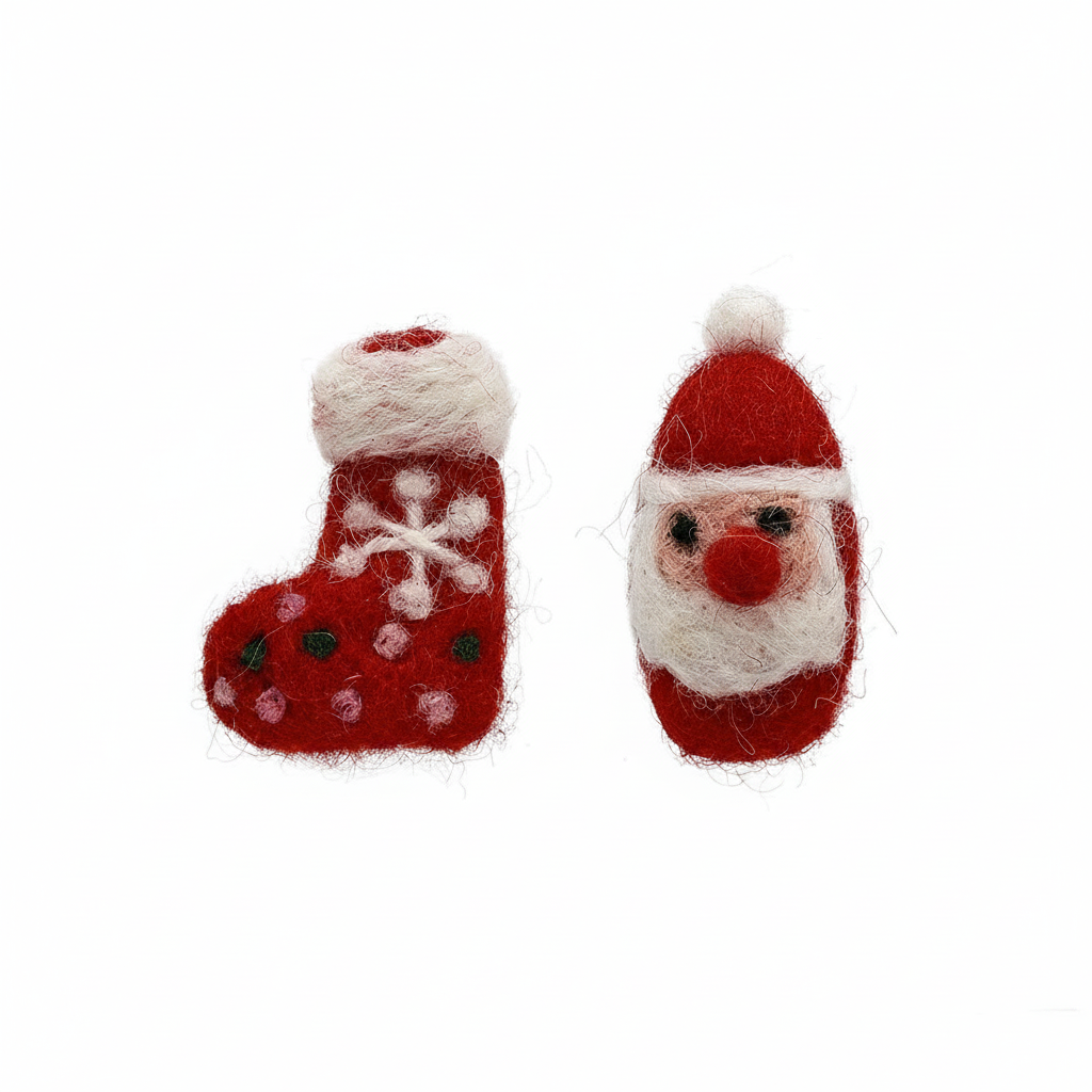 FN 925 Silver Plush Santa Sock Earrings LOJS134