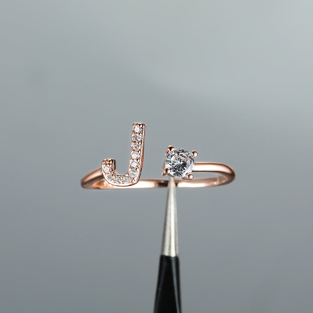 Rose Gold 26 Letter Initial Ring - Perfect for Weddings, Love, and Bridesmaid Gifts!