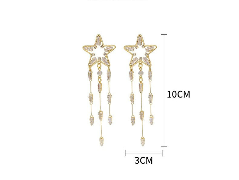 FN Long Pentagram Tassel Drop Simple Earrings LOJS11