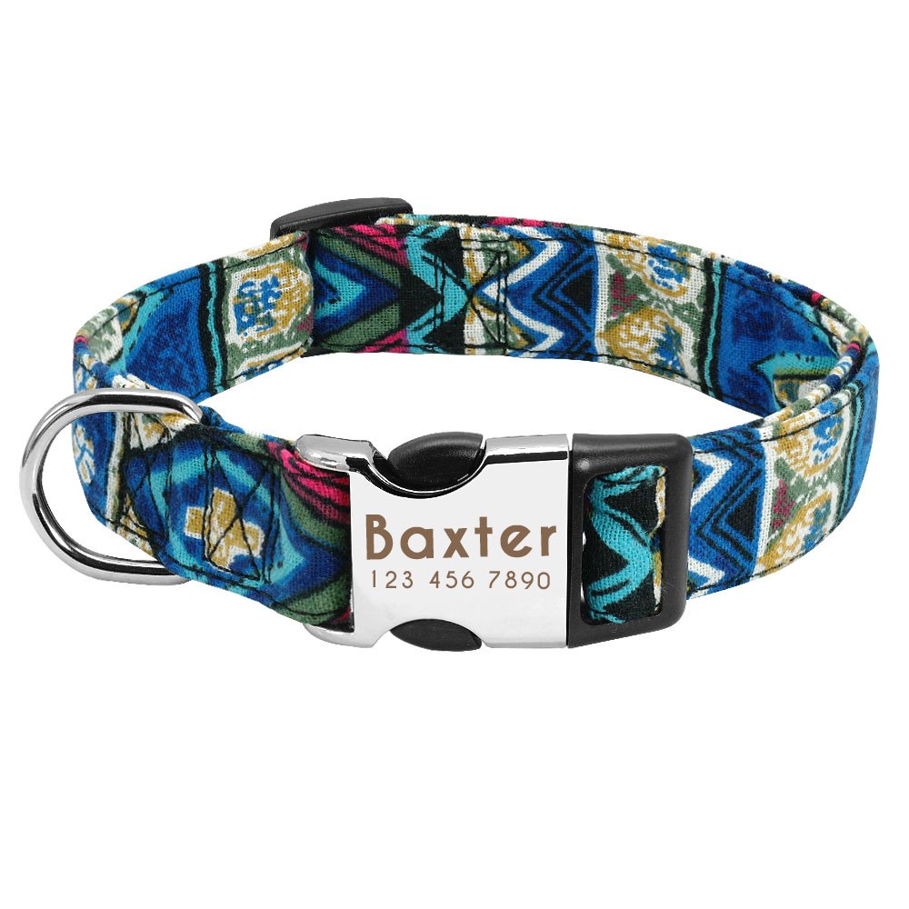 Custom Pet Dog Collar, Personalized Nylon Pet Collar With Nameplate Tag, Fashion Walking Dog Collar For Small Medium Large Dogs