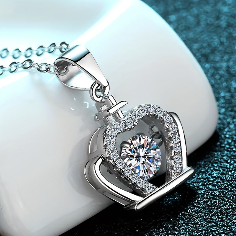 0.5 CARAT Round D Color VVS Moissanite Necklace High Quality 925 Sterling Silver Crown Pendant Necklace