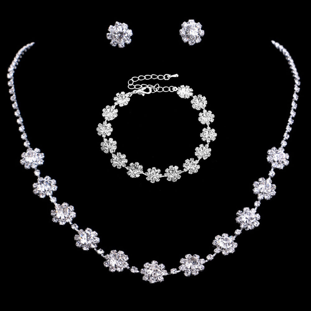 Elegant Flower-Shaped Zircon Jewelry Set for Women - Perfect for Parties and Proms