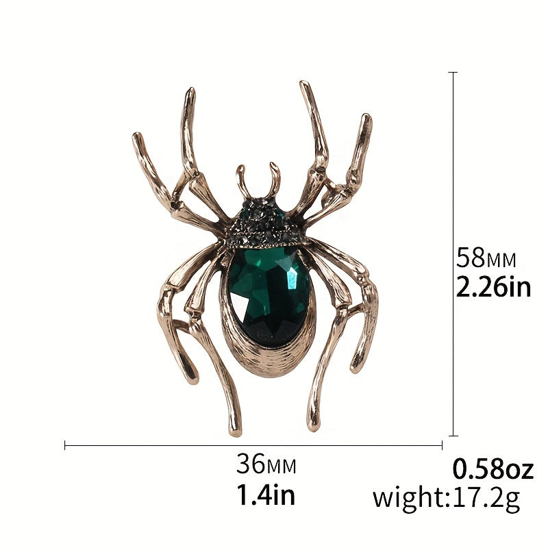 Inlaid Red Faux Gems Spider Shape Zinc Alloy Brooch Pin Simple Style Animal Theme Brooch For Women Girls