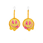 LB Hand Crochet "Funny Smiling Face" Earrings Long Ear Clip LOJL100