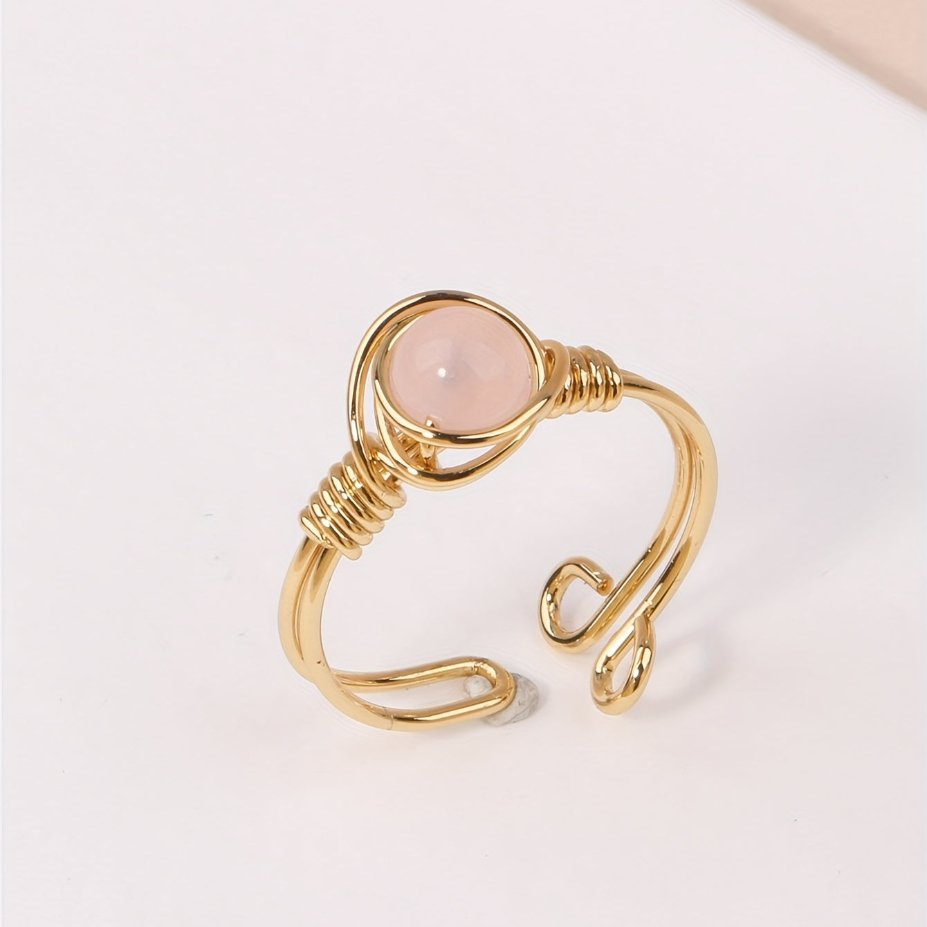 Healing Crystal Open Ring Women Irregular Crystal Wire Wrapped Ring Adjustable Finger Ring