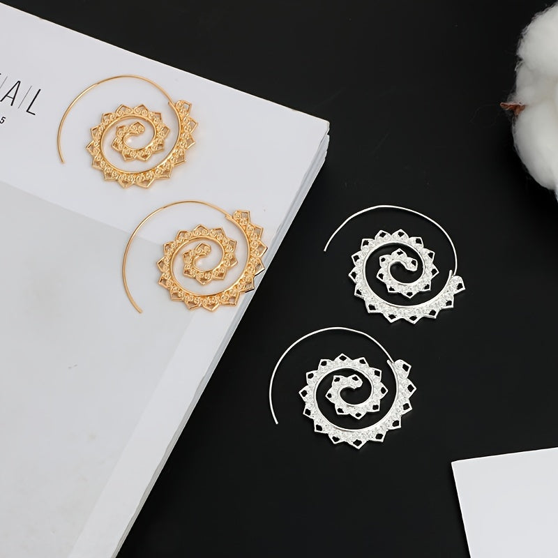 Make a Statement with Exaggerated Vintage Spiral Heart Earrings for Women and Girls - 1 Pair