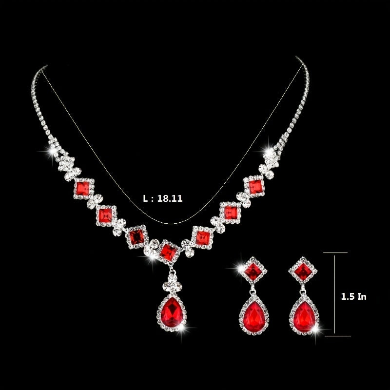 2 pcs Elegant Water Drop Zircon Jewelry Set - Perfect Gift for Weddings and Special Occasions