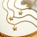 Star Double Chain 18K Titanium Steel Gold Plated Bracelet