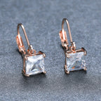 White Zircon Geometric Square Earrings Daily Wedding Party Engagement Fitting Valentine's Day Gift Proposal Gift