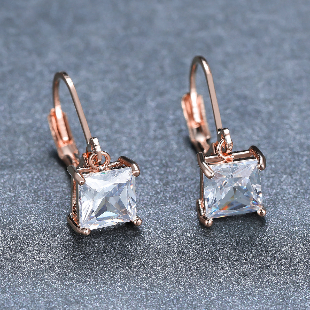 White Zircon Geometric Square Earrings Daily Wedding Party Engagement Fitting Valentine's Day Gift Proposal Gift