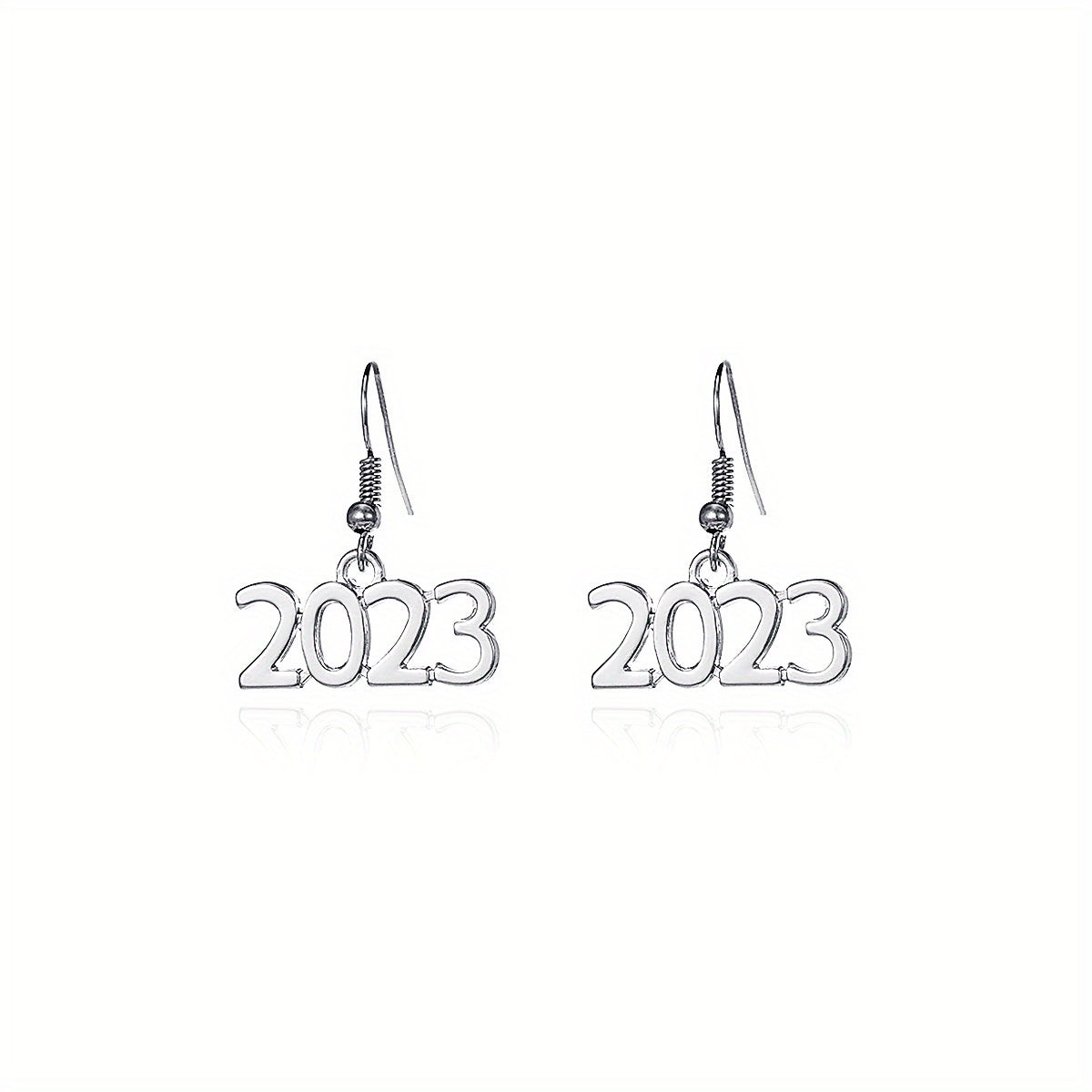 Golden / Silvery Number 2023 Design Hook Dangle Earrings Elegant Punk Style Alloy Jewelry Delicate Female Gift