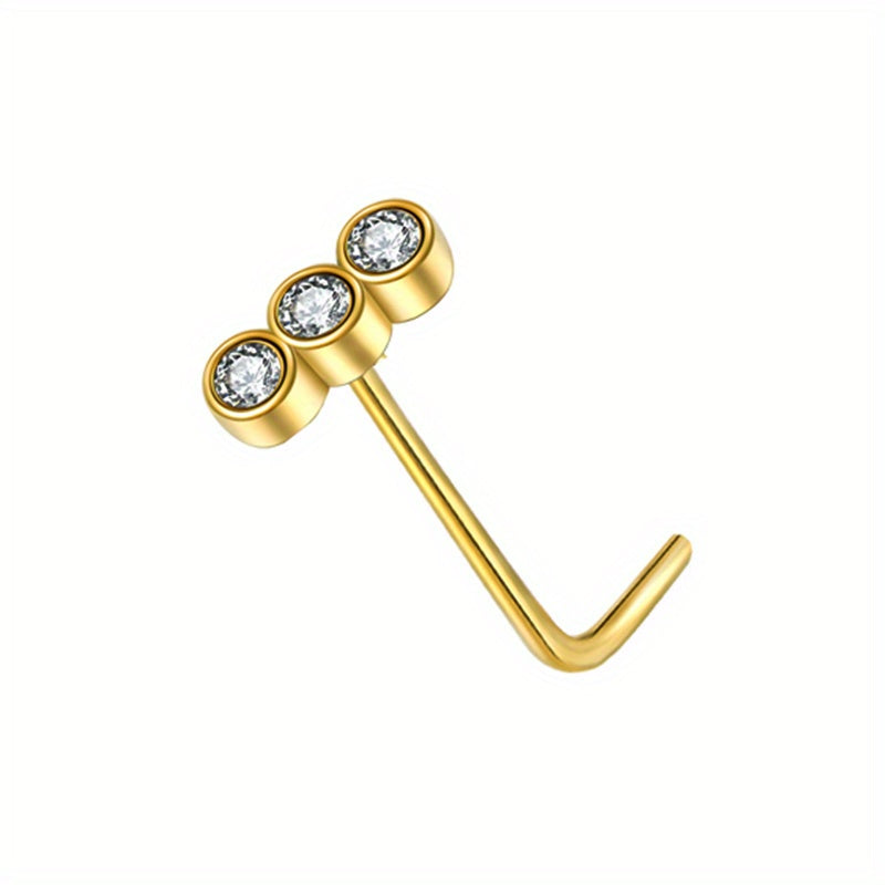 Add a touch of elegance to your nose piercing with our L Shape Nose Ring Studs adorned with CZ Butterfly Heart Moon Flower design