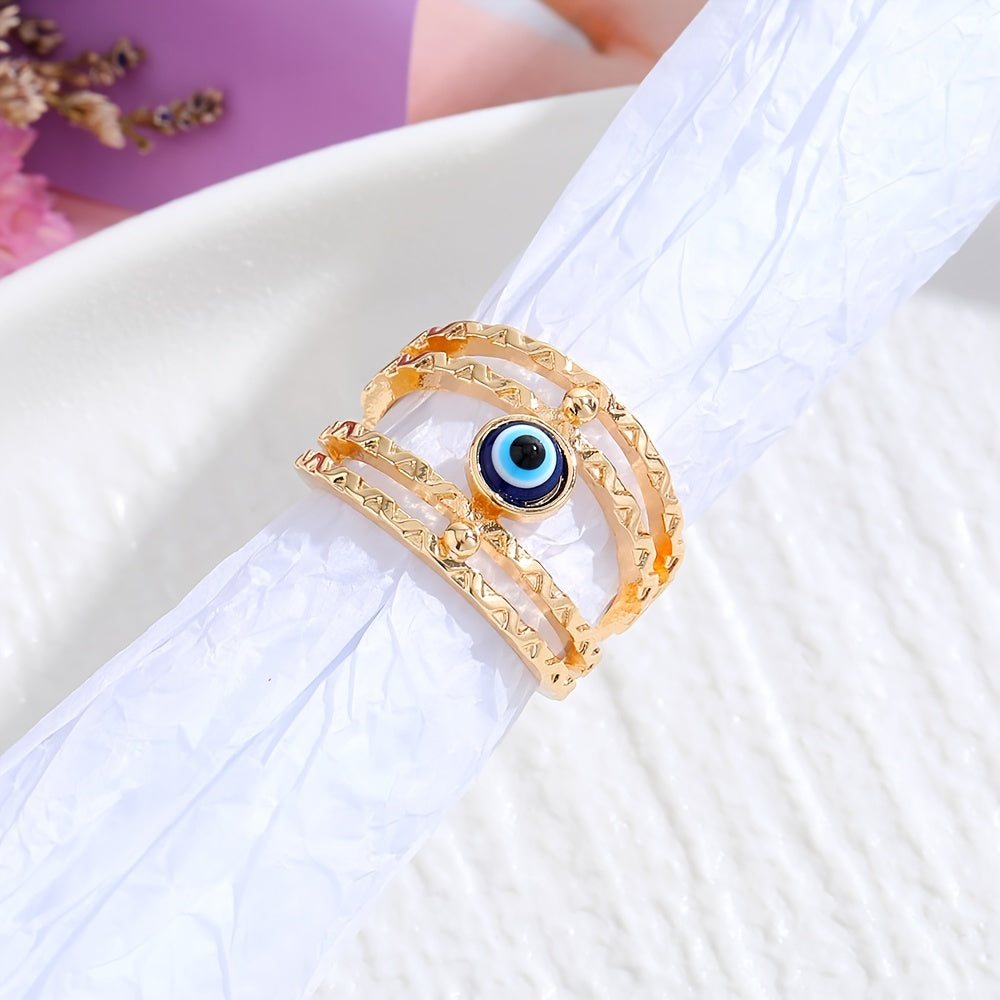 Add a Touch of Style with our Blue Evil Eye Stacking Ring - Perfect Valentine's Day Gift for Her!