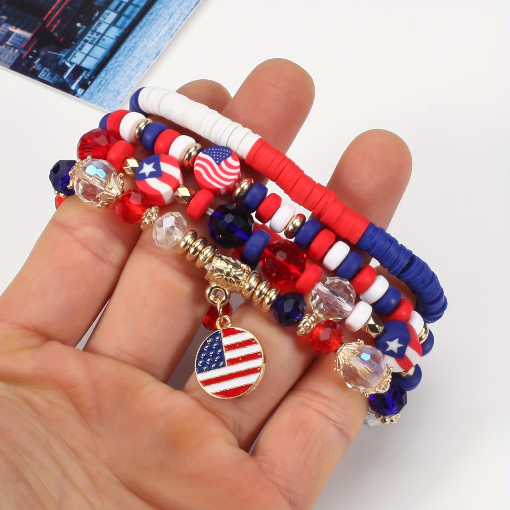 Celebrate Independence Day with our Colorful Flag Shape Beaded Bracelet