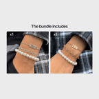 3pcs Beautiful Number Pendant Pearl Bracelet Set