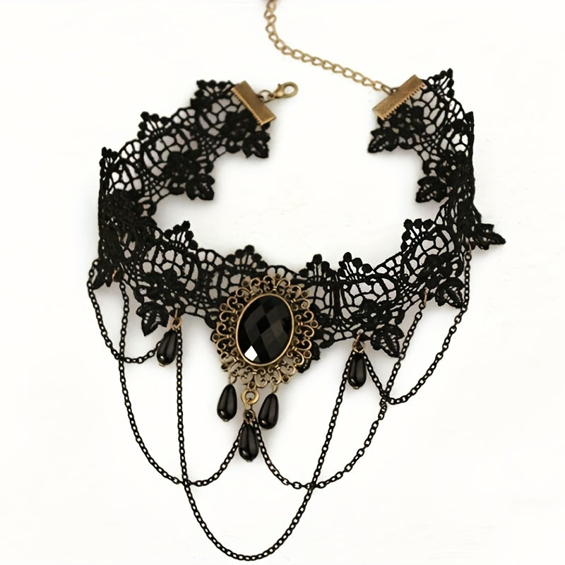 Clavicle Chain Neck Jewelry Neck Strap Collar Female Neck European And American Black Neck Chain Lace Halloween Short Necklace