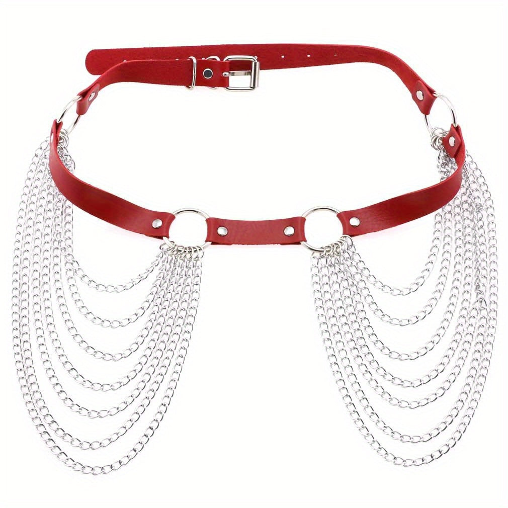 Gothic Vintage Punk Belts: Multi-Layer Chain Tassel Belt for Women's Decorative Y2K Trendy Corset Waistband at Music Festivals
