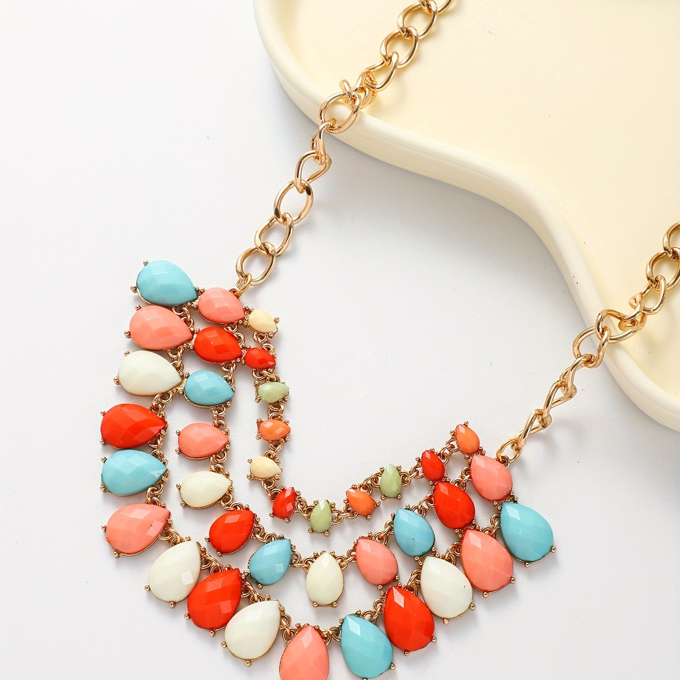 Candy Color Tassel Gemstone Colorful Statement Necklace Bib Necklace Vacation Holiday Decoration Jewelry