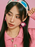 LB Hand Crochet "Love" Earrings Sweet Ear Clip LOJL93