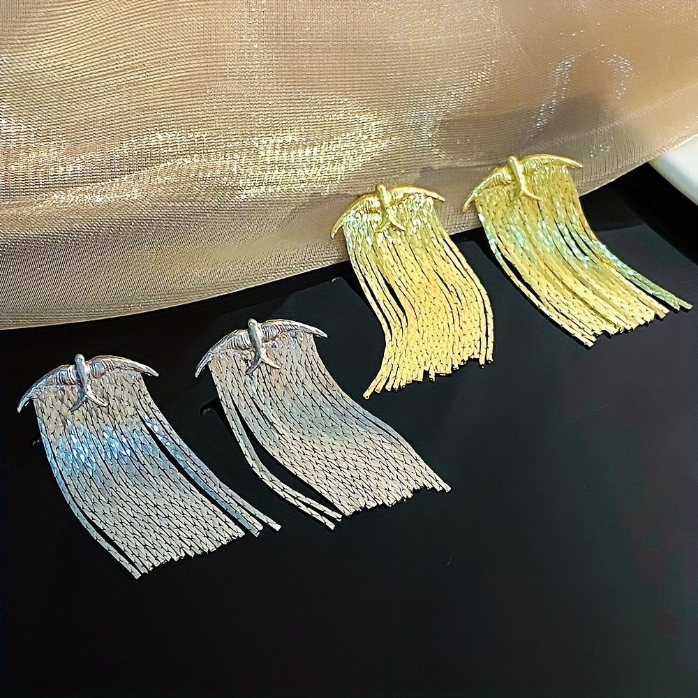Vintage Light Luxury Tassel Dangle Earrings Women's High-end Waterfall Earrings Retro Gift For Girls Women (1 Pair)