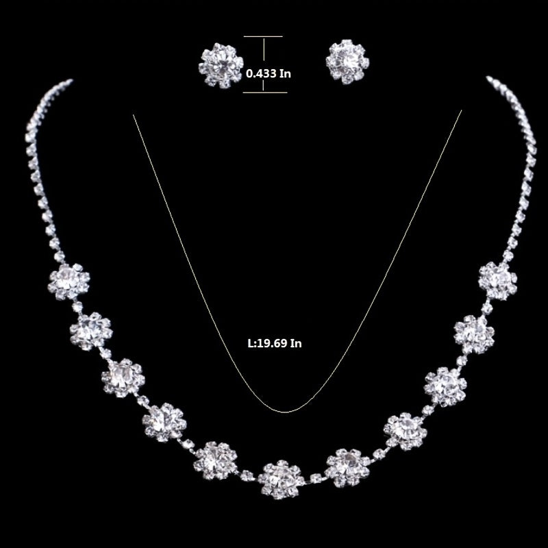 Elegant Flower-Shaped Zircon Jewelry Set for Women - Perfect for Parties and Proms