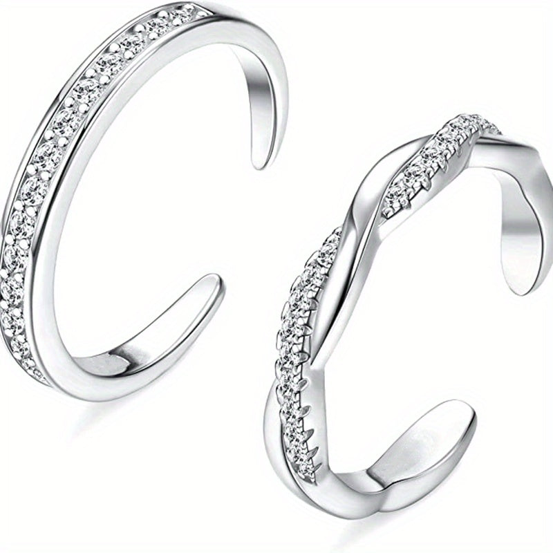 2 Pcs Toe Rings For Women Adjustable Band Toe Rings Summer Beach Open Toe Ring Foot Jewelry Set