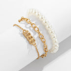 3pcs Beautiful Number Pendant Pearl Bracelet Set
