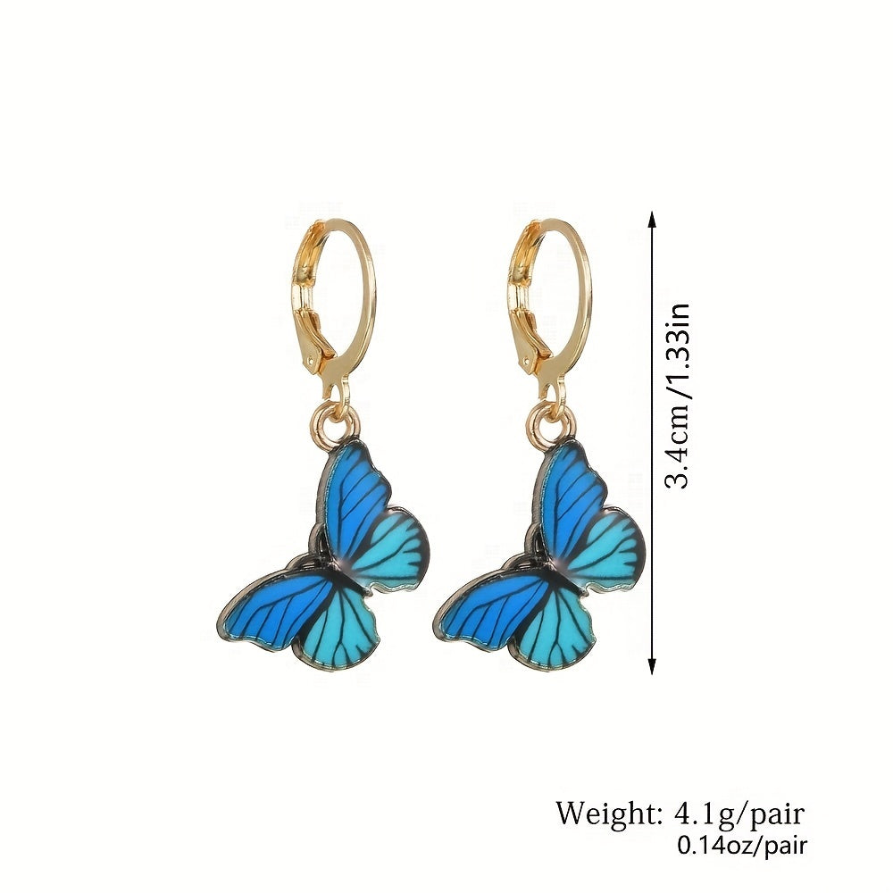 Add a Pop of Color to Your Look with These Cute Colorful Butterfly Drop Dangle Earrings - Perfect Gift for Women and Girls!