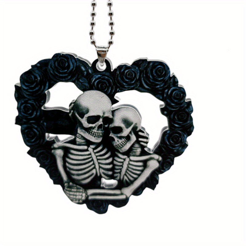 1pc Halloween Skull Heart Car Decoration - Perfect for Birthday Parties, Christmas Trees, and More!