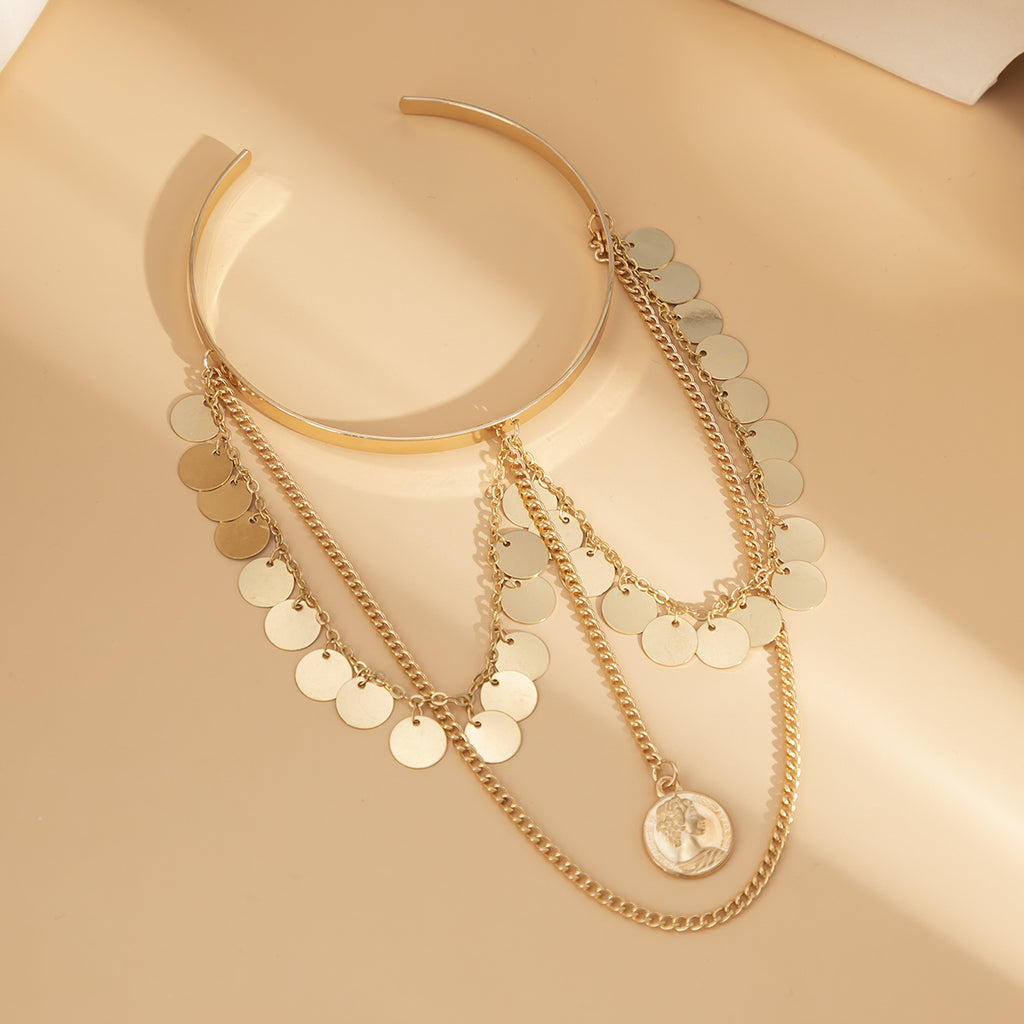 Vintage-Inspired Disc Charm Arm Cuff - Add a Touch of Retro Glamour to Any Outfit!
