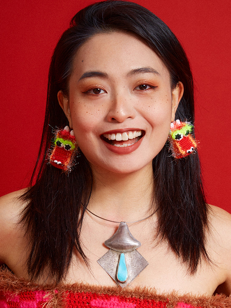 LB Hand Crochet "Dragon Head" Earrings LOJL111