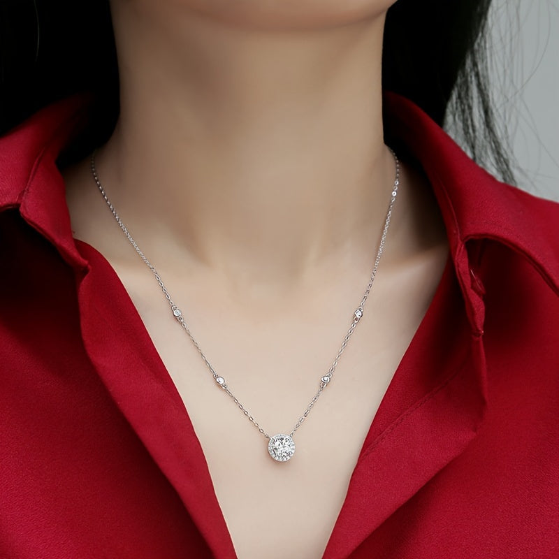Stunning 925 Sterling Silver Moissanite Clavicle Chain Necklace - Elegant and Simple Design for Everyday Wear