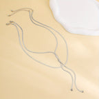 Get the Vintage Look with 2pcs Retro Hand-woven Copper Y-Shaped Necklaces on Flat Snake Chain with Tassel Pendant and Long Clavicle Chain