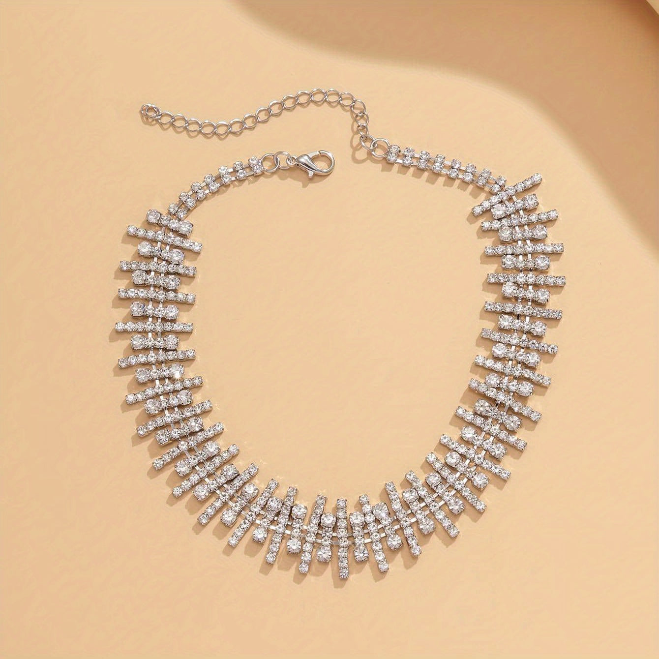Luxury Exaggerated Glitter Crystal Blingbling Neck Chain Necklace Party Wedding Accessories