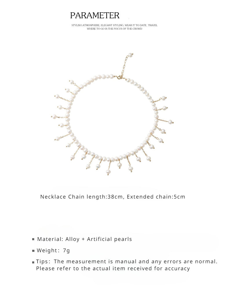 FN Tassel Pearl Necklace Slim Neckchain LOJS34