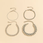 4-Piece Cuban Openwork Bracelet Set - A Perfect Gift for the Special Women in Your Life!