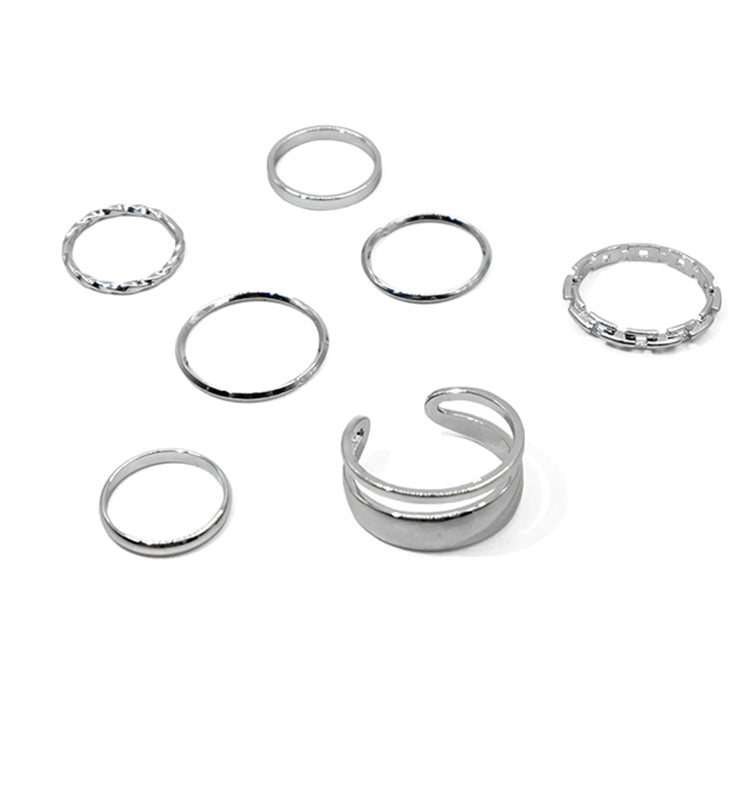 FN Simple Circle Ring 7-piece Set Tail Ring LOJS25