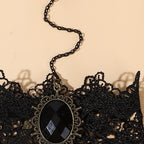 Gorgeous Black Lace Bracelet with Inlaid Oval Cut Synthetic Gems Crystal - Perfect for Women's Fashion Accessories!