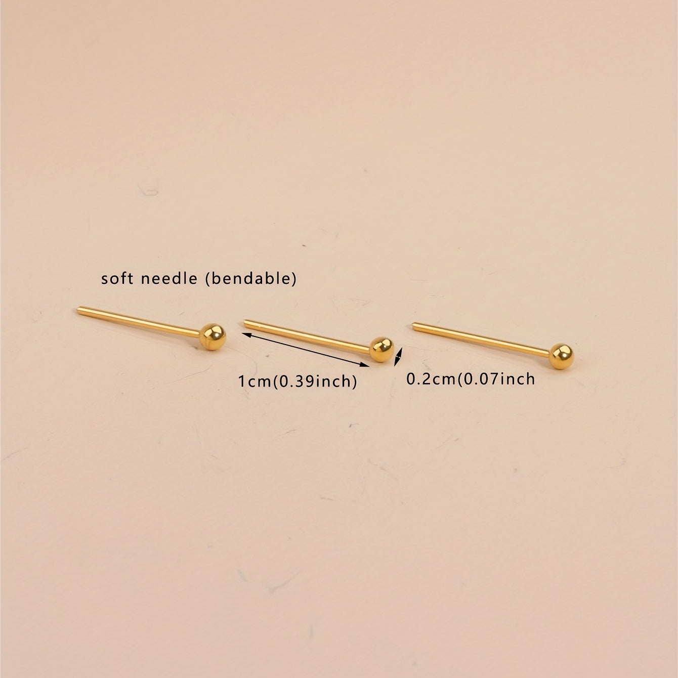 2MM 20pcs Golden Nose Ring Set For Women Men Ball Straight Needle Body Piercing Jewelry